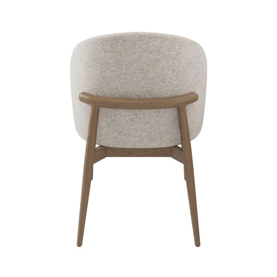Beige Upholstered Curved Dining Chair With Solid Rustic Wood Exposed Back - Kori