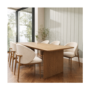 Beige Upholstered Curved Dining Chair With Solid Oak Exposed Back - Kori