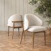 Beige Upholstered Curved Dining Chair With Solid Oak Exposed Back - Kori