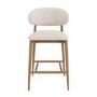 Beige Upholstered Curved Kitchen Stool With Solid Oak Exposed Back - Kori