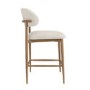 Beige Upholstered Curved Kitchen Stool With Solid Oak Exposed Back - Kori