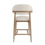 Beige Upholstered Curved Kitchen Stool With Solid Oak Exposed Back - Kori
