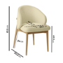 Cream Upholstered Curved Dining Chair with Limewash Solid Wood Exposed Back - Kori