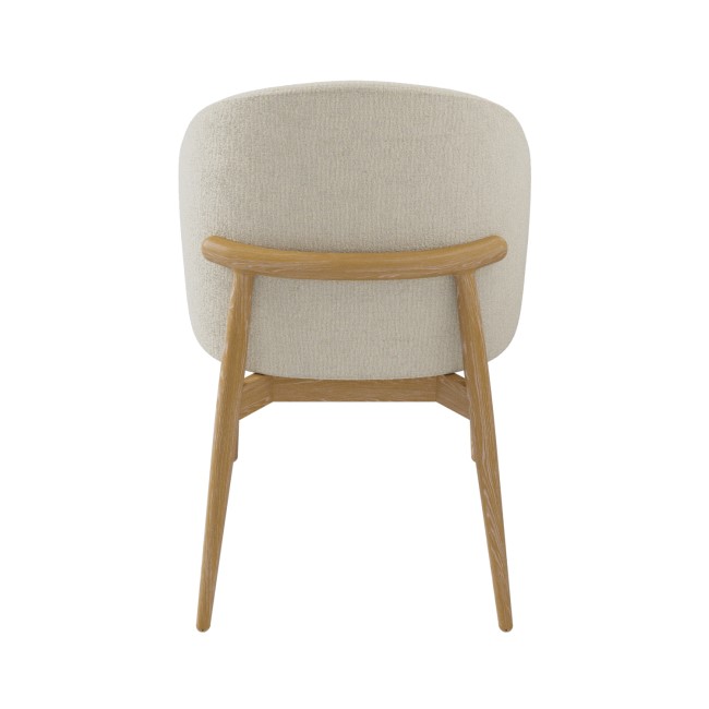 Cream Upholstered Curved Dining Chair with Limewash Solid Oak Exposed Back - Kori