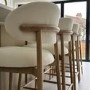 ALMOST PERFECT - Cream Upholstered Curved Kitchen Stool with Limewash Solid Oak Exposed Back - Kori