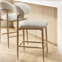 A1/KOR004 ONLY OPENED - Cream Curved Limewashed Oak exposed back Kitchen stool - Kori