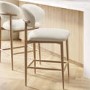 ALMOST PERFECT - Cream Upholstered Curved Kitchen Stool with Limewash Solid Oak Exposed Back - Kori