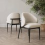 Cream and Black Upholstered Curved Dining Chair with Wooden Exposed Back - Kori