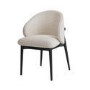 Cream and Black Upholstered Curved Dining Chair with Wooden Exposed Back - Kori