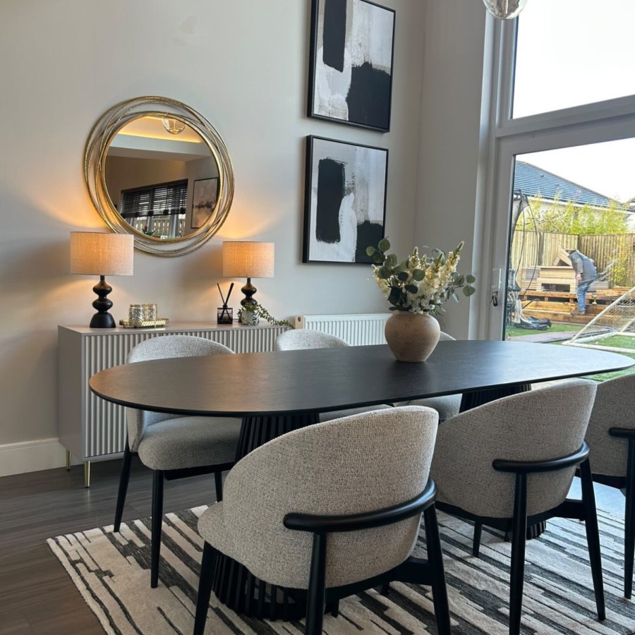 Cream and Black Upholstered Curved Dining Chair with Wooden Exposed Back - Kori