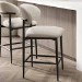 Cream and Black Upholstered Curved Kitchen Stool With Wooden Exposed Back - Kori