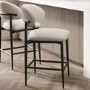 Cream and Black Upholstered Curved Kitchen Stool With Wooden Exposed Back - Kori