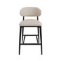Set of 3 Cream and Black Upholstered Curved Kitchen Stools With Wooden Exposed Back - Kori
