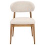 Beige Upholstered Curved Dining Chair with Solid Rustic Oak Open Back - Kori