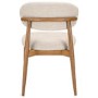 Beige Upholstered Curved Dining Chair with Solid Rustic Oak Open Back - Kori