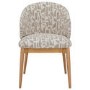 Beige Printed Upholstered Curved Dining Chair With Oak Legs - Kori