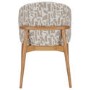 Beige Printed Upholstered Curved Dining Chair With Oak Legs - Kori