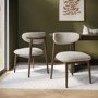 Walnut and Beige Upholstered Curved Dining Chair with Open Back - Kori