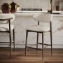 Walnut and Beige Upholstered Curved Kitchen Stool with Open Back - Kori