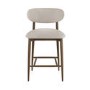 Walnut and Beige Upholstered Curved Kitchen Stool with Open Back - Kori