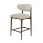 Walnut and Beige Upholstered Curved Kitchen Stool with Open Back - Kori