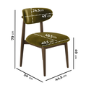 Set of 4 Walnut and Olive Green Upholstered Curved Dining Chairs with Open Back - Kori