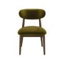Set of 4 Walnut and Olive Green Upholstered Curved Dining Chairs with Open Back - Kori