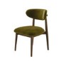 Set of 4 Walnut and Olive Green Upholstered Curved Dining Chairs with Open Back - Kori