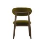 Set of 4 Walnut and Olive Green Upholstered Curved Dining Chairs with Open Back - Kori