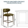 Walnut and Olive Green Upholstered Curved Kitchen Stool with Open Back - Kori