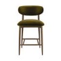 Walnut and Olive Green Upholstered Curved Kitchen Stool with Open Back - Kori