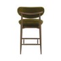 Walnut and Olive Green Upholstered Curved Kitchen Stool with Open Back - Kori