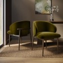 KOR014 Walnut and Olive Green Upholstered Curved Dining Chair with Exposed Back - Kori