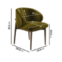 Walnut and Olive Green Upholstered Curved Dining Chair with Exposed Back - Kori