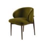 Walnut and Olive Green Upholstered Curved Dining Chair with Exposed Back - Kori