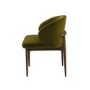 Walnut and Olive Green Upholstered Curved Dining Chair with Exposed Back - Kori