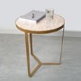 GRADE A1 - Gold Side Table with Pink Patterned Top - Kourtney