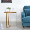 Gold Side Table with Pink Patterned Top - Kourtney