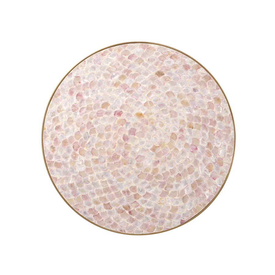 Gold Side Table with Pink Patterned Top - Kourtney