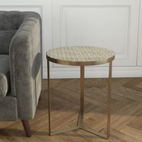 Iris Patterned and Gold Side Table