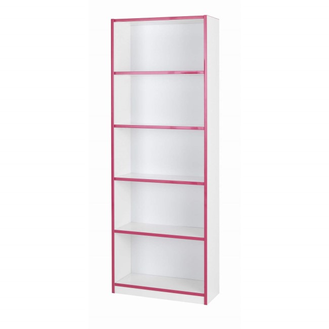 One Call Furniture Kiddi Pink Bookcase White Melamine and Pink Edging