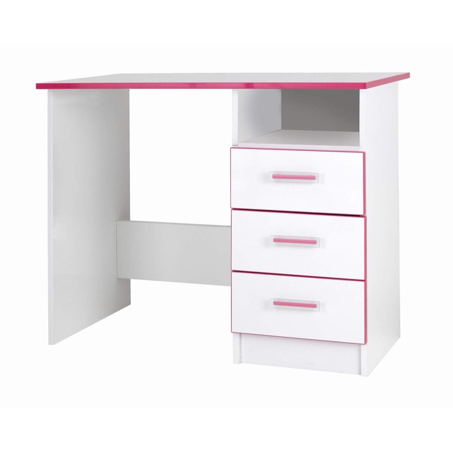 GRADE A1 - One Call Furniture Kiddi Pink Desk White Melamine and Pink Edging