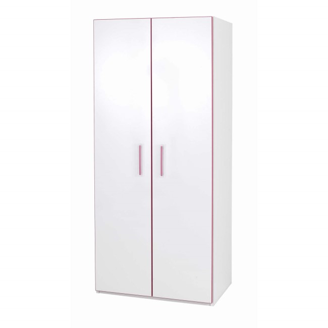 One Call Furniture Kiddi Pink 2 Door Wardrobe White and Pink
