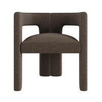 Taupe Chenille Curved Dining Chair - Kirra