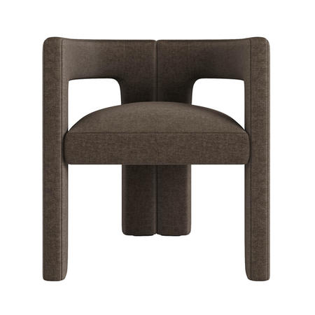Taupe Chenille Curved Dining Chair - Kirra