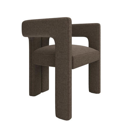 Taupe Chenille Curved Dining Chair - Kirra