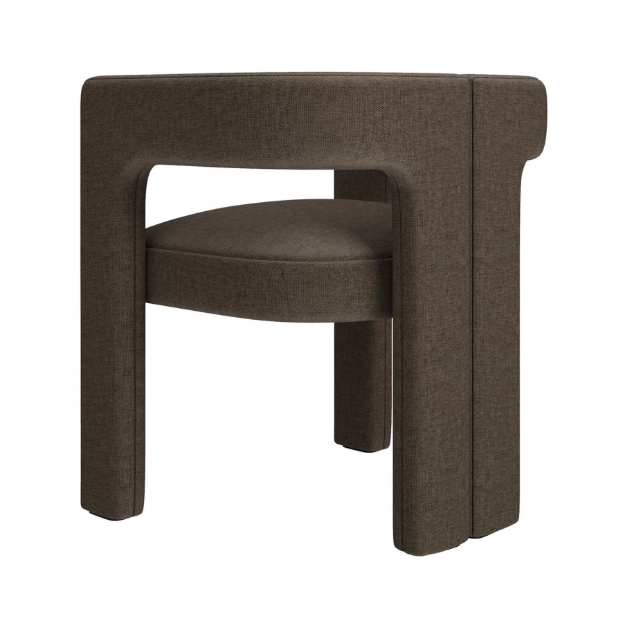 Taupe Chenille Curved Dining Chair - Kirra