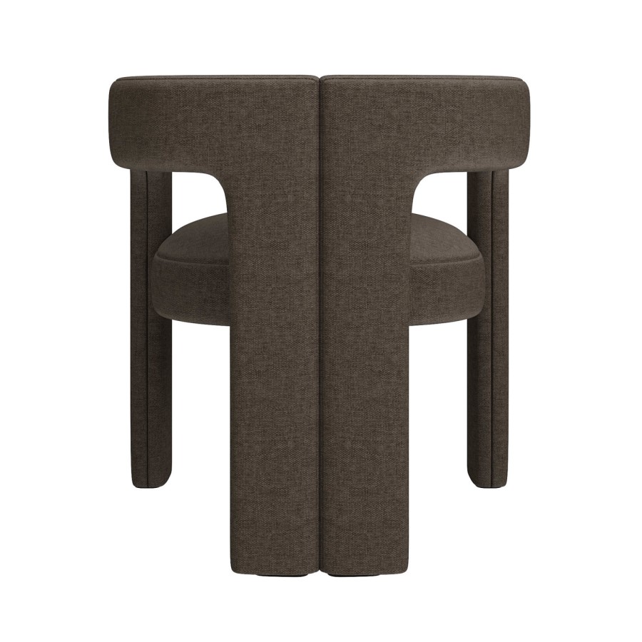 Taupe Chenille Curved Dining Chair - Kirra