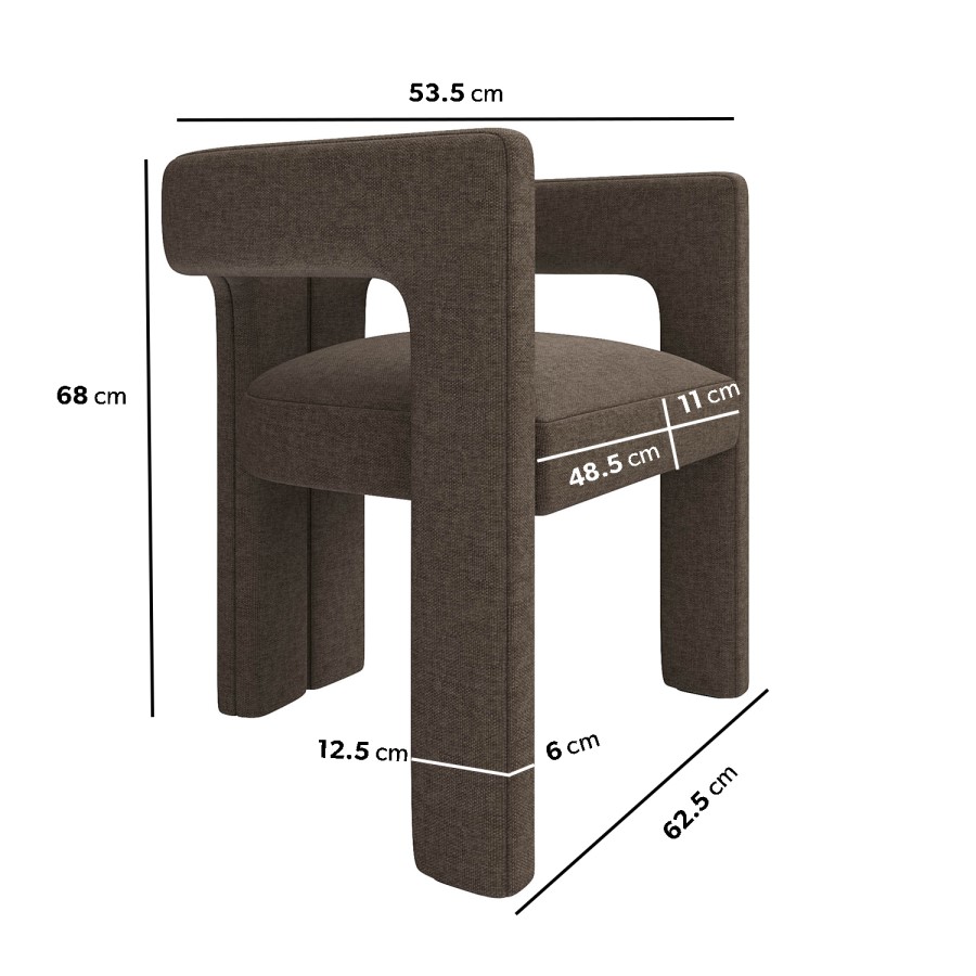 Taupe Chenille Curved Dining Chair - Kirra