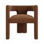 Round Walnut Dining Table with 4 Burnt Orange Luxury Curved Dining Chairs - Owen